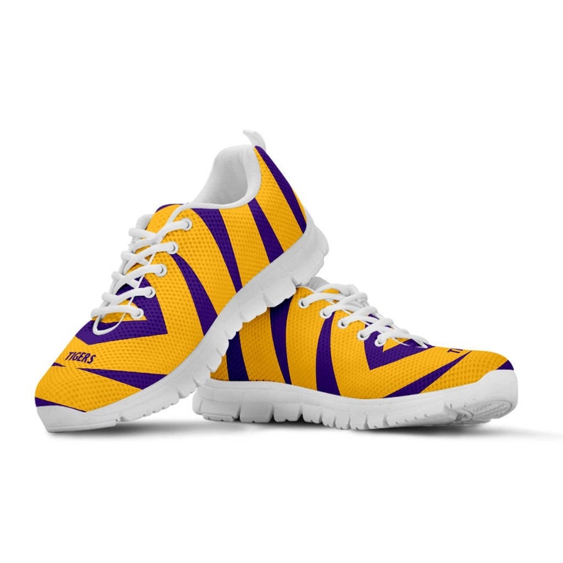 Tigers Sneakers Ladies Shoes, Purple Gold Shoes, Tigers Shoes image 1