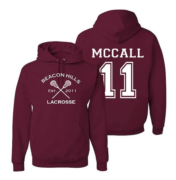  McCall 11 Teen Wolf Beacon Hills Inspired Lacrosse Hoodie Adult  Fashion : Clothing, Shoes & Jewelry