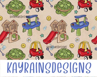 Toddler Summer Seamless File - Digital Download, Seamless pattern for sublimation, Repeating Design, Seamless File, playground Seamless