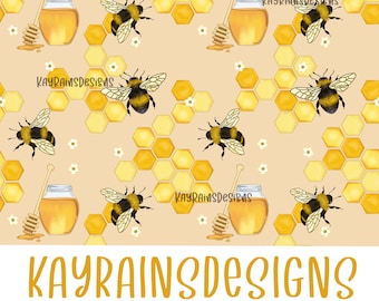 Spring Honey Bee Seamless File - Digital Download, bezszwowy wzór do sublimacji, powtarzający się wzór, bezszwowy plik, wzór powierzchni