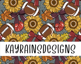 Patrón sin costuras de fútbol y girasoles: descarga digital, patrón sin costuras para sublimación, diseño repetitivo, patrón sin costuras de otoño