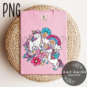 Rainbow Unicorn PNG, Little Girl PNG - Digital Download, Pattern for sublimation, Repeating Design, Digital File, Unicorn Birthday Shirt