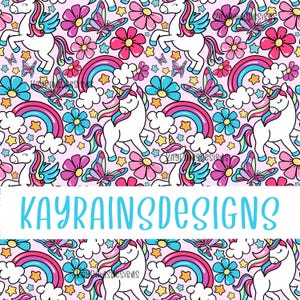 Rainbow Unicorn Seamless File - Digital Download, Seamless pattern for sublimation, Repeating Design, Flowers & Unicorns, Birthday Seamless