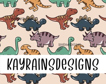 Archivo sin costuras de dinosaurios neutrales - Descarga digital, Patrón sin costuras para sublimación, Diseño repetitivo, Niños sin costuras, Animal sin costuras