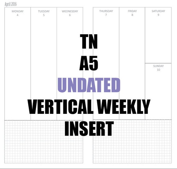 tn a5 undated insert mo2p vertical wo2p w graph paper habit etsy order graph paper