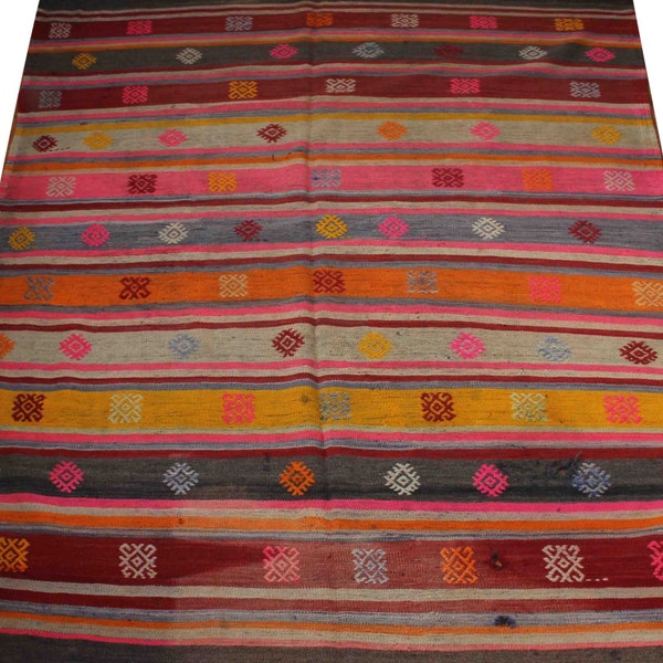 colorful rug turkish rug kilim rug pink rug boho rug yellow rug tribal rug orange rug 6x9 kitchen rug kids rug cheap home decor TB0290