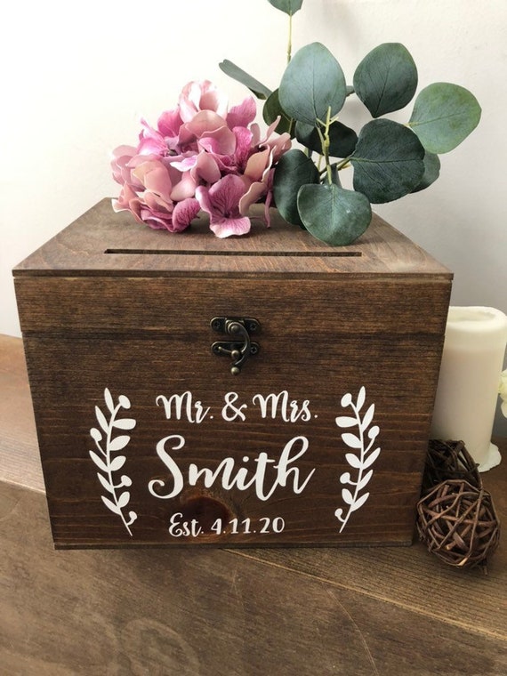 wedding envelope box card with slot Personalised Wooden Etsy