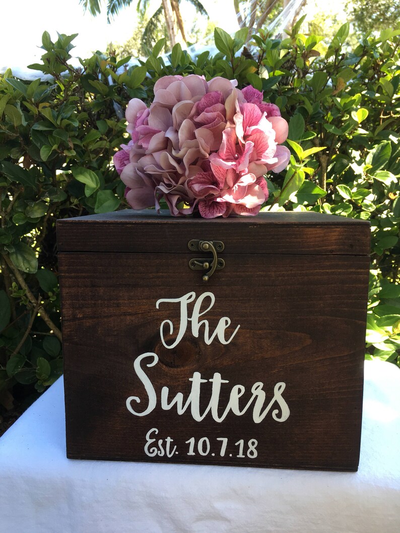 Personalised Wedding Wooden Card Box Slot Graduation Birthday Etsy