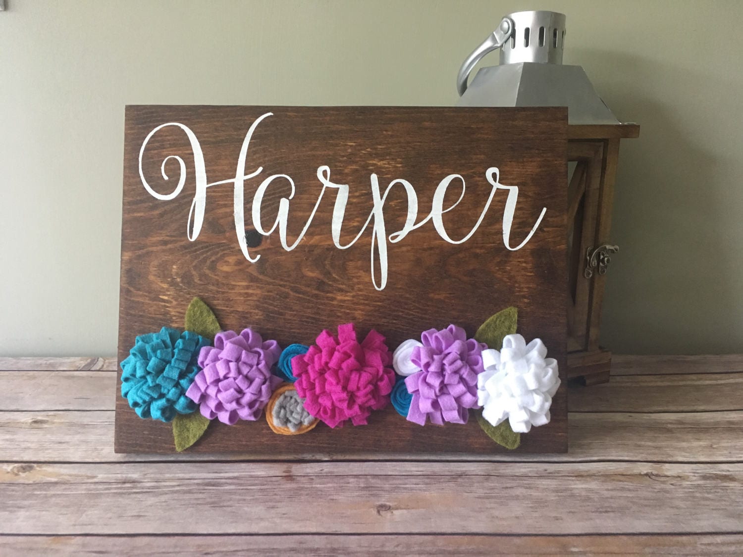 Custom Wood Sign Felt Flower Sign Floral Wood Sign Etsy