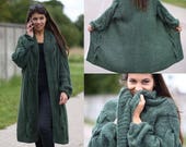 Long Coat, Women Oversized Cardigan, Longline Cardigan, Loose Sweater, Cable Knit, Womens Open Front Cardigan, Chunky Knit Cardigan