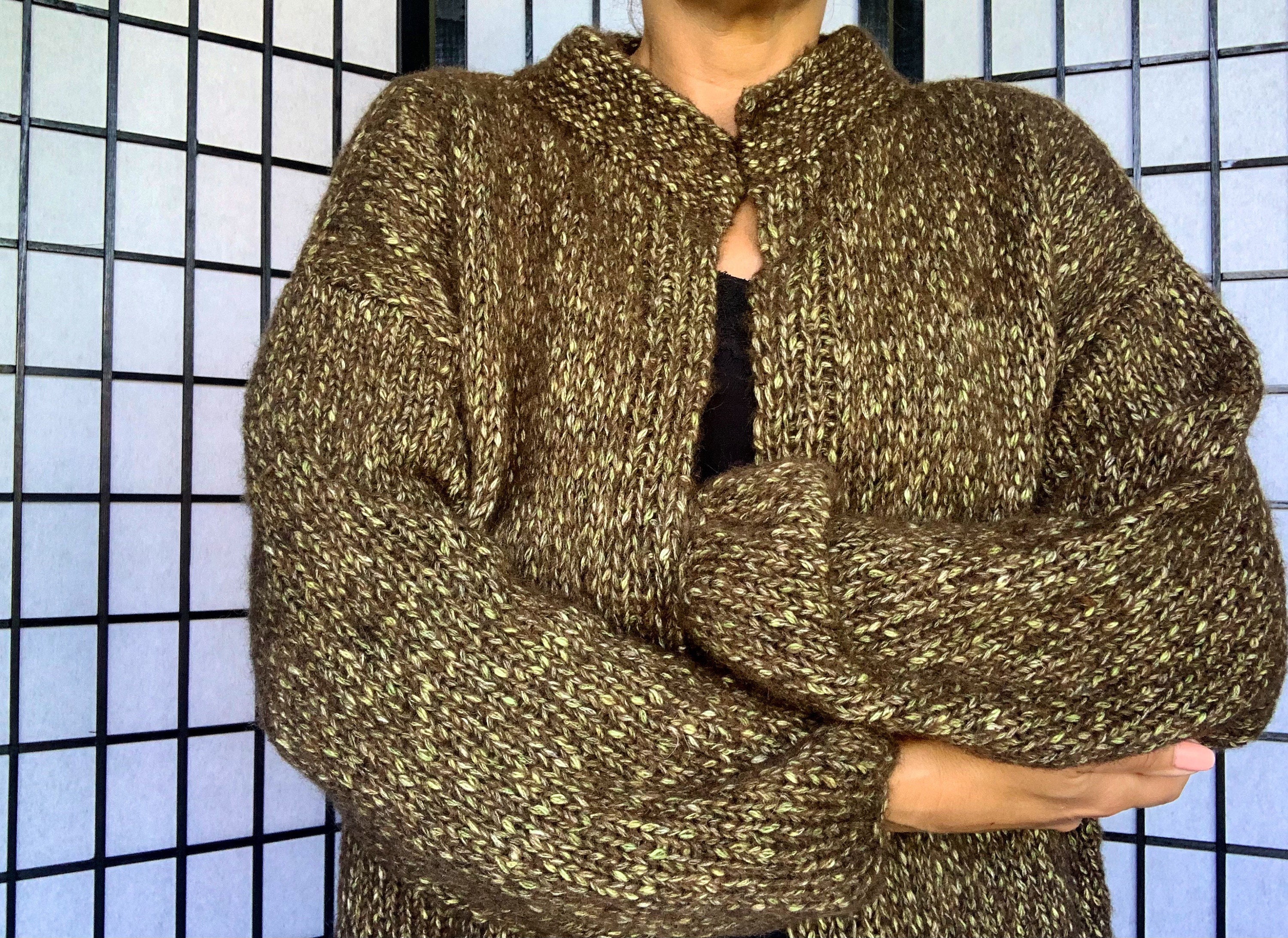 Knit Brown Sparkle Mohair Cardigan for 