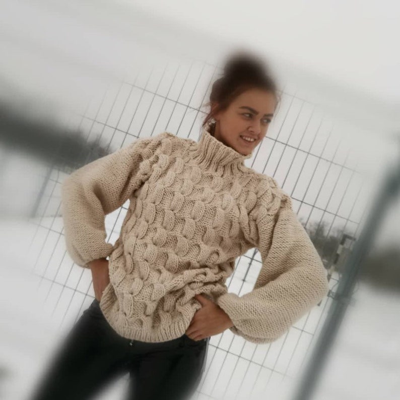 Women/'s Knitted Pullover Cable Knit Turtleneck Sweater Loose Knit Soft Sweater Oversized Wool Sweater Chunky Cable Knit Pullover