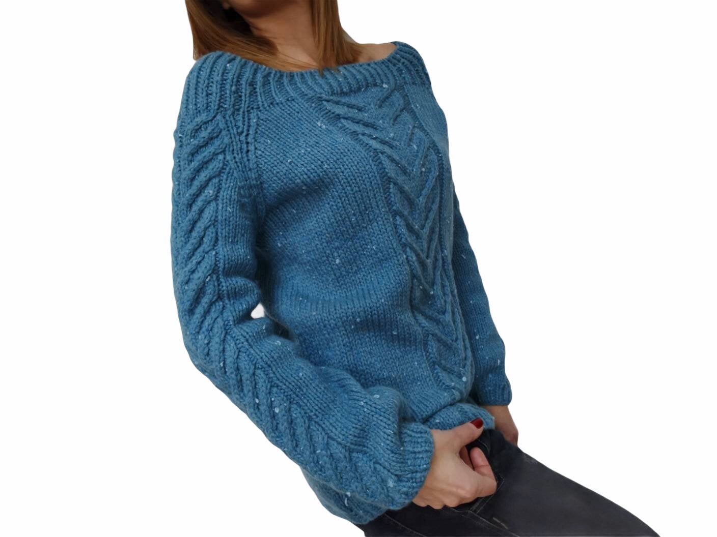 blue slouchy sweater