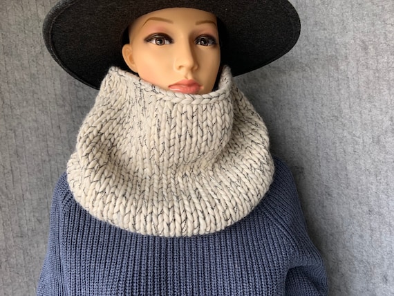 Buy Chunky Knit Neck Warmer Scarf, Merino Wool Giant Scarf, Chunky Hand Knit  Cowl, Oversized Snood Scarf, Thick Scarf Online in India 
