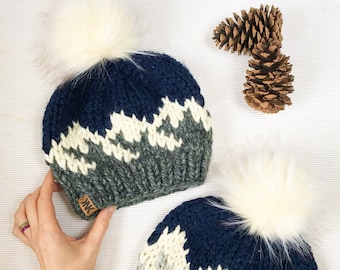 Snow Caps Mountain Hat PDF PATTERN // Knit // Winter // Handmade // DIY