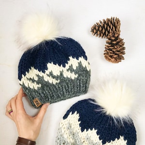 Snow Caps Mountain Hat PDF PATTERN // Knit // Winter // Handmade // DIY