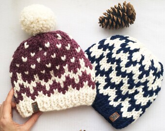 Patrón PDF de gorro Skyfall // Grueso // Tejido // Pompón