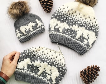 PATRÓN PDF Kodiak Kisses // Tejido // Gorro de mamá osa // Hecho a mano // Invierno // DIY