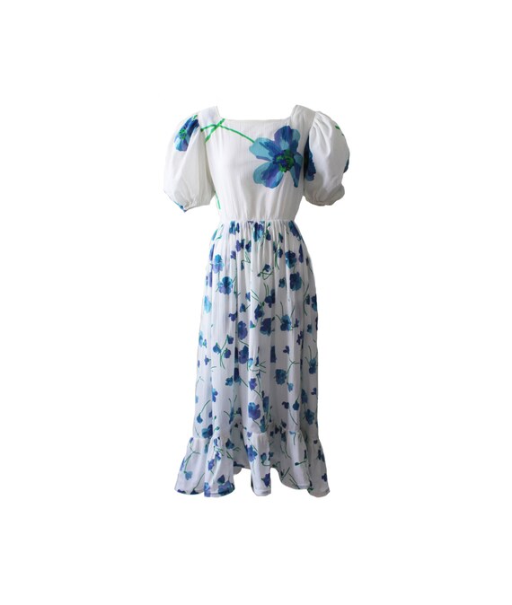 Vintage Balenciaga Blue and White Pansy Floral Day