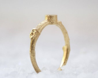 Natural Ring, Solid Gold Ring, Twig Ring, Signet Ring, Wedding Ring, Stackable Ring, Woodland Ring, Delicate Ring, Bridal Rings, Boho Ring