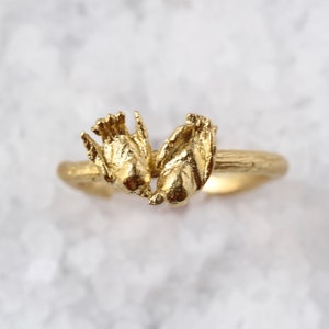Love ring Kissing Love Birds Ring Romantic Ring, Solid Gold Ring, Nature Ring, Woodland Ring, Romantic Jewelry, Anniversary Gift For Her, image 2