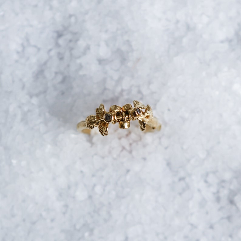Delicate Ring Woodland Ring Nature Ring Leaf Ring Romantic Ring Solid Gold Ring Twig Ring Branch Ring Diamond Ring Gold Ring