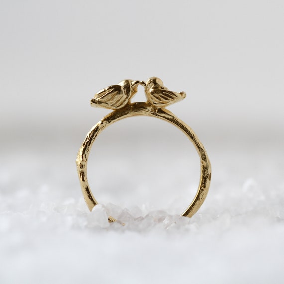 Love Ring Kissing Love Birds Ring Romantic Ring Solid Gold | Etsy