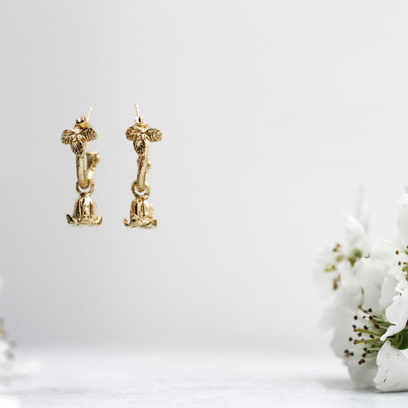 Bridal Earrings, Romantic Earrings, Hoop Studs, Dainty Earrings, Elegant Earrings, Feminine Earrings, Nature Inspired Earrings, Gold Earring image 4