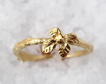 3 Leaf Ring, Forest Ring, 14k Gold Ring, Wedding Ring, Unique Ring, Natural Ring, Bridal Rings, Unique Ring, Dainty Ring, Romantic Ring