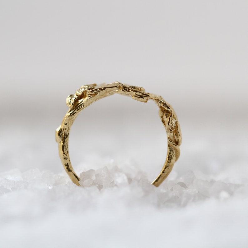 Solid Gold Ring, Love Ring, Romantic Ring, Delicate Ring, Nature Ring, Woodland Ring, Leaf Ring, Unique Ring, Twig Ring, Dainty Ring image 3