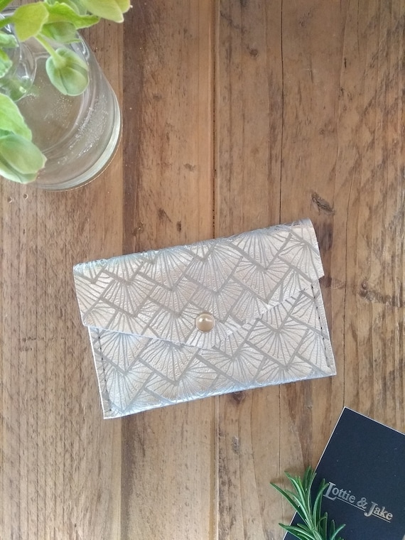 Silver Leather Purse, Sunburst Design, Press Stud Fastening, Two Pockets, Gift, Birthday