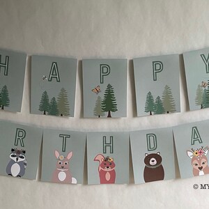 Woodland Birthday banner // Woodland theme party // Woodland Animal banner