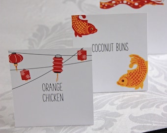 Chinese New Year place cards // Lunar New Year place cards // Chinese New Year food labels