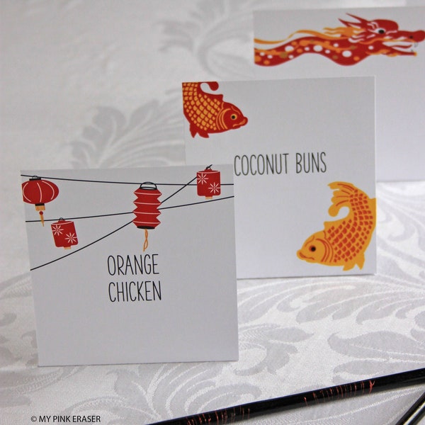 Chinese New Year place cards // Lunar New Year place cards // Chinese New Year food labels