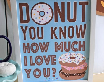 Donut love you poster // donut love you sign