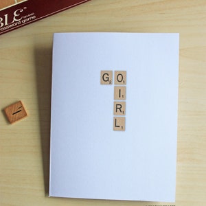 Scrabble-Themakarte // Go girl Karte