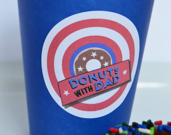 Donuts with Dad sticker // Captain America theme sticker