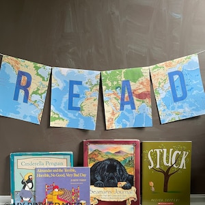 Klassenzimmer-Banner „Read Around the World“ // Weltkarte Lesebanner