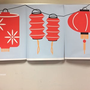 Chinese New Year lantern banner // Lunar new year poster