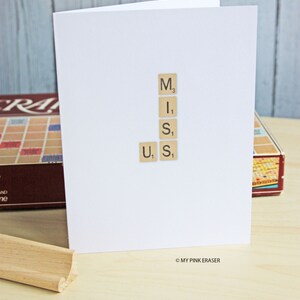 Cartão temático Scrabble // Cartão com saudades