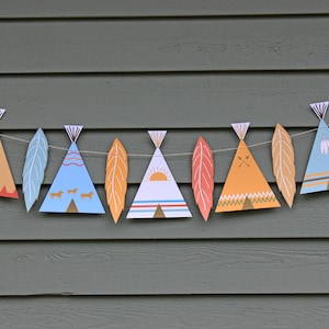 Teepee and feather Banner // camping party decorations