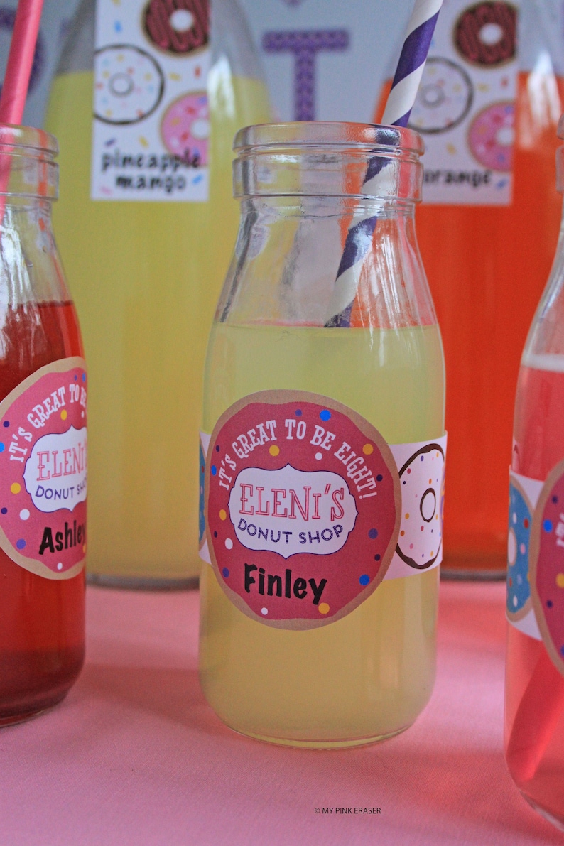 Personalized Donut Party Bottle Labels // Donut Theme // Custom Donut ...