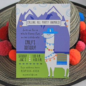 Llama party invitation // Alpaca theme party invite