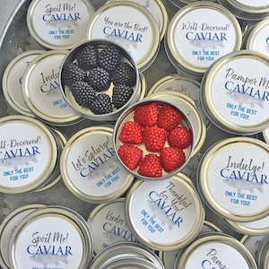 Caviar candy package sticker // caviar candy favor // caviar party favor // Seafood display // beach theme party // seaside party