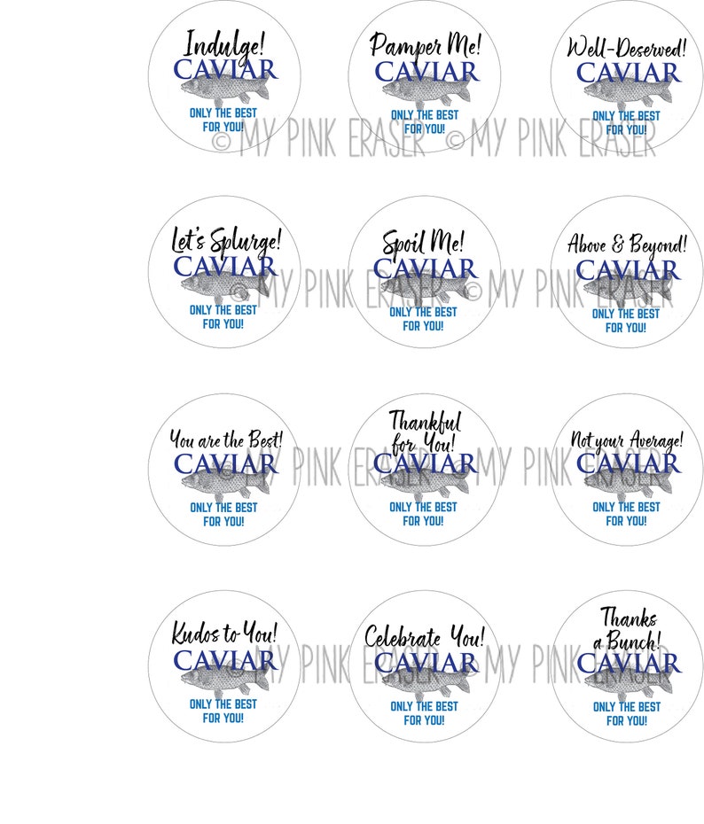 Caviar Candy Package Sticker // Caviar Candy Favor // Caviar Party ...