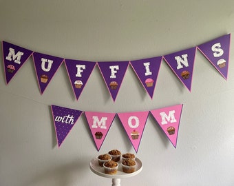 Muffins with mom banner // Mom banner // Purple and Pink mom banner