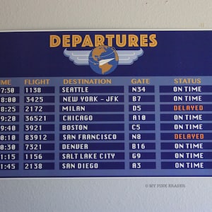 Airline departure sign // airplane theme departure sign
