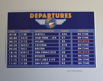 Airline departure sign // airplane theme departure sign
