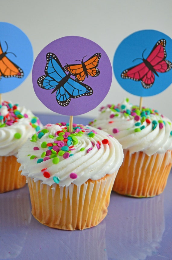 Monarch Butterfly Cupcake Pics // Butterfly Theme Party | Etsy