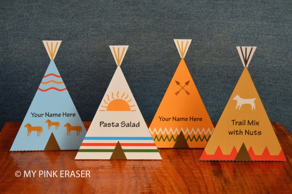 Western Theme Party Teepee Place Cards Camp Theme Party Etsy